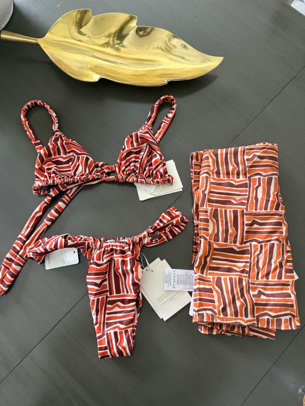FAITHFUL BIKINI TOP AND BOTTOM WITH MATCHING COTTON SARONG COVER UP M